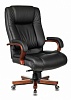 Кресло руководителя Бюрократ T-9925WALNUT BLACK черный кожа крестовина дерево
