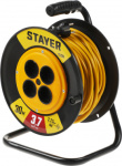 Удлинитель силовой Stayer 55070-30 2x2.5кв.мм 4розет. 30м ПВС 10A катушка желтый