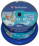 Диск CD-R Verbatim 700Mb 52x Cake Box (50шт) Printable (43438)