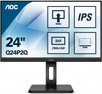 МОНИТОР 23.8" AOC Q24P2Q Black с поворотом экрана (IPS, 2560x1440, 75Hz, 4 ms, 178°/178°, 250 cd/m, 50M:1, +HDMI, +Displ